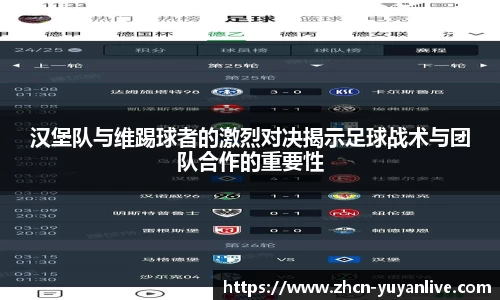 汉堡队与维踢球者的激烈对决揭示足球战术与团队合作的重要性